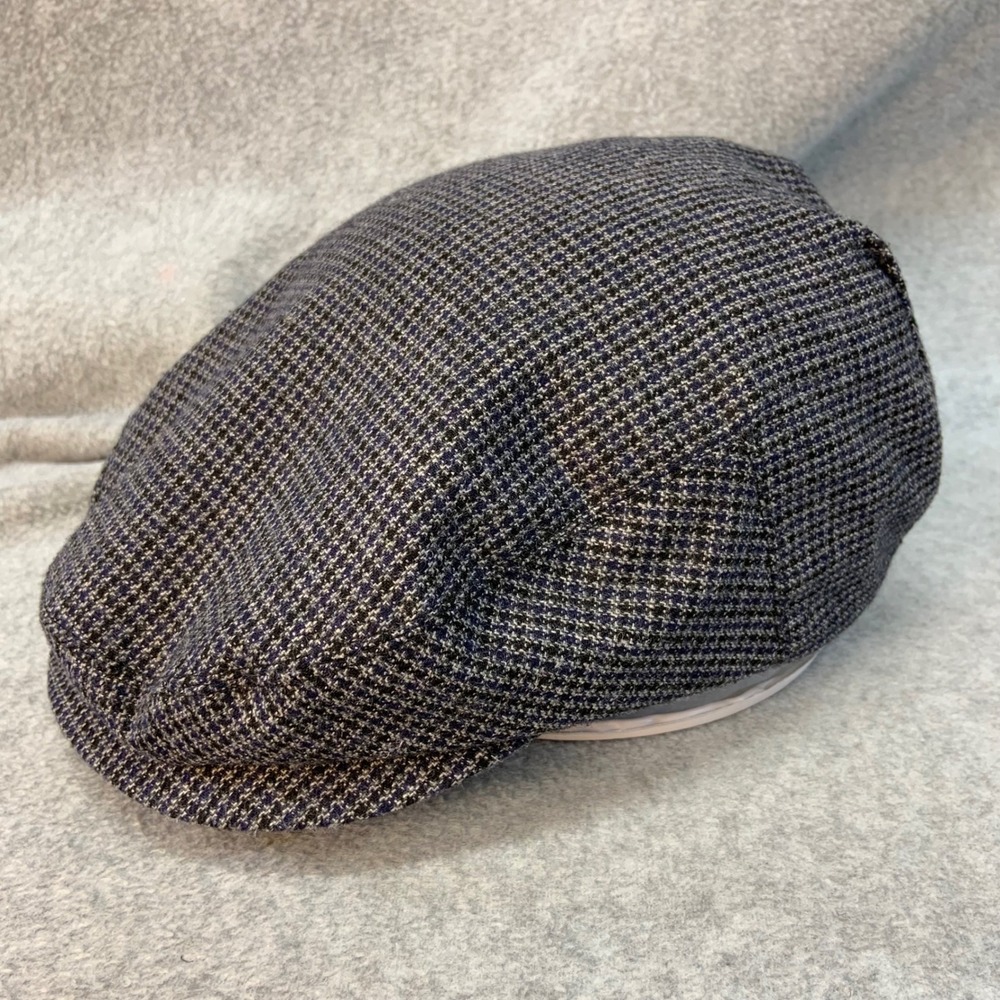 Micro Check Mens Blue DPC Flat Cap Ivy Driving Newsboy Hat S/M
